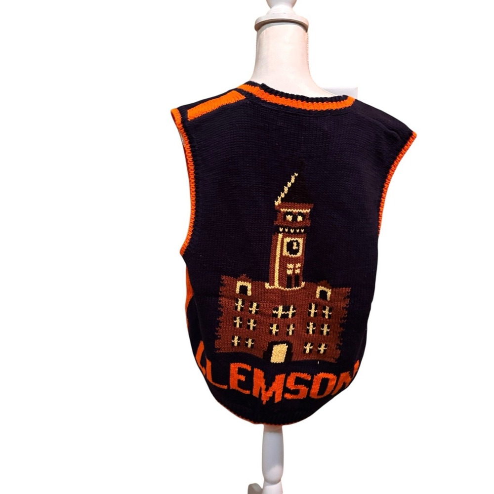 Vintage Bellepointe Clemson Tigers Knit Sweater Vest Large Collegiate Novelty - Picture 4 of 9